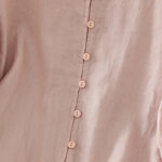 Buddha Stones Solid Buttons V-Neck Half Sleeve Women's Shirt - image 4