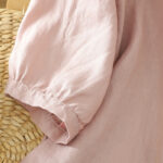 Buddha Stones Solid Buttons V-Neck Half Sleeve Women's Shirt - image 6