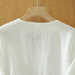Buddha Stones Solid Buttons V-Neck Half Sleeve Women's Shirt - image 10