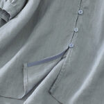 Buddha Stones Solid Buttons V-Neck Half Sleeve Women's Shirt - image 25