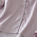 Buddha Stones Solid Buttons V-Neck Half Sleeve Women's Shirt - image 30