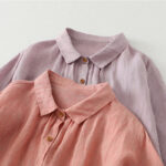 Buddha Stones Casual Plain Buttons Women's Cotton Linen Half Sleeve Shirt - image 20
