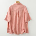 Buddha Stones Casual Plain Buttons Women's Cotton Linen Half Sleeve Shirt - image 10