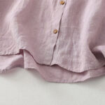 Buddha Stones Casual Plain Buttons Women's Cotton Linen Half Sleeve Shirt - image 5
