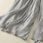 Buddha Stones Light Gray Pleated Design Elastic Waist Women's Wide Leg Pants With Pockets - image 13