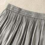 Buddha Stones Light Gray Pleated Design Elastic Waist Women's Wide Leg Pants With Pockets - image 7