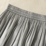 Buddha Stones Light Gray Pleated Design Elastic Waist Women's Wide Leg Pants With Pockets - image 6
