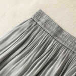 Buddha Stones Light Gray Pleated Design Elastic Waist Women's Wide Leg Pants With Pockets - image 9