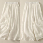 Buddha Stones 7-8 Length Elastic Waist Women's Wide Leg Cotton Linen Pants With Pockets - image 12