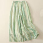 Buddha Stones 7-8 Length Elastic Waist Women's Wide Leg Cotton Linen Pants With Pockets - image 2