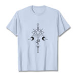 Buddha Stones Plain Lotus Flower Om Symbol Pattern Tee T-shirt - LightCyan - 2XL - image 19
