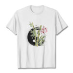 Buddha Stones Yin Yang Bamboo Peach Blossoms Pattern Tee T-shirt - White - 2XL - image 6