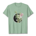 Buddha Stones Yin Yang Bamboo Peach Blossoms Pattern Tee T-shirt - PaleGreen - 2XL - image 15