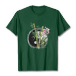 Buddha Stones Yin Yang Bamboo Peach Blossoms Pattern Tee T-shirt - ForestGreen - 2XL - image 11