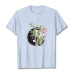 Buddha Stones Yin Yang Bamboo Peach Blossoms Pattern Tee T-shirt - LightCyan - 2XL - image 19