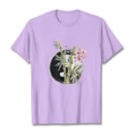 Buddha Stones Yin Yang Bamboo Peach Blossoms Pattern Tee T-shirt - Plum - 2XL - image 17