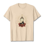 Buddha Stones Serene Sitting Buddha Lotus Pattern Tee T-shirt - Bisque - 2XL - image 11