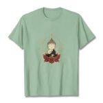 Buddha Stones Serene Sitting Buddha Lotus Pattern Tee T-shirt - PaleGreen - 2XL - image 15