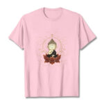 Buddha Stones Serene Sitting Buddha Lotus Pattern Tee T-shirt - LightPink - 2XL - image 13