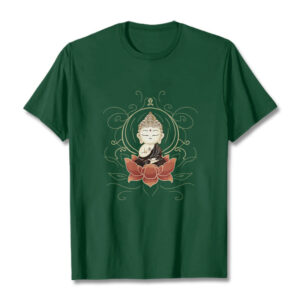 Buddha Stones Serene Sitting Buddha Lotus Pattern Tee T-shirt - ForestGreen - 2XL - image 1