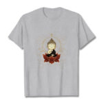 Buddha Stones Serene Sitting Buddha Lotus Pattern Tee T-shirt - LightGrey - 2XL - image 20