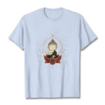 Buddha Stones Serene Sitting Buddha Lotus Pattern Tee T-shirt - LightCyan - 2XL - image 19
