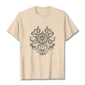Buddha Stones Dharma Wheel Lotus Flower Pattern Tee T-shirt