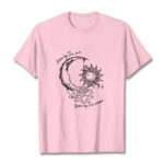 Buddha Stones Sun Moon Lotus Flower Pattern Tee T-shirt - LightPink - 2XL - image 13
