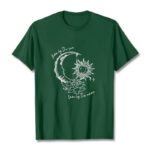 Buddha Stones Sun Moon Lotus Flower Pattern Tee T-shirt - ForestGreen - 2XL - image 1