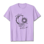 Buddha Stones Sun Moon Lotus Flower Pattern Tee T-shirt - Plum - 2XL - image 17