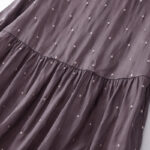 Buddha Stones Back Button Dot Pattern Half Sleeve Cotton Linen Midi Dress With Pockets - image 3