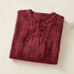 Buddha Stones Printing Leaves Pattern Short Sleeve Cotton Midi Dress With Pockets - image 3