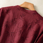 Buddha Stones Printing Leaves Pattern Short Sleeve Cotton Midi Dress With Pockets - image 5