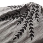 Buddha Stones Casual Embroidery Split Three Quarter Sleeve Cotton Linen Midi Dress - image 14