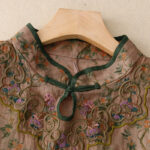 Buddha Stones Retro Embroidery Frog-Button Cotton Linen Cheongsam Midi Dress With Pockets - image 3