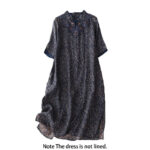 Buddha Stones Retro Embroidery Frog-Button Cotton Linen Cheongsam Midi Dress With Pockets - image 13