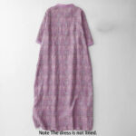 Buddha Stones Commute Printing Floral Pattern Short Sleeve Cotton Linen Midi Dress With Pockets - image 2