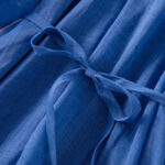 Buddha Stones Plain Drawstring Three Quarter Puff Sleeve Cotton Linen Maxi Dress With Pockets - image 10