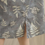 Buddha Stones Retro DarkGray Chinese Frog-Button Cotton Cheongsam Midi Dress With Pockets - image 12