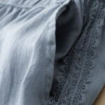 Buddha Stones Plain Color Lace Stitching Cotton Linen Women's Wide Leg Pants With Pockets - image 5