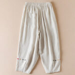 Buddha Stones Colored Thread 7-8 Length Women's Harem Cotton Linen Pants With Pockets - image 2