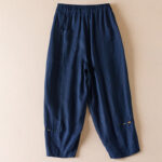 Buddha Stones Colored Thread 7-8 Length Women's Harem Cotton Linen Pants With Pockets - image 11