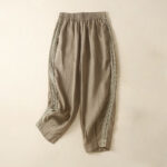 Buddha Stones Plain Lace Women's Harem Cotton Linen Pants With Pockets - Tan - US8-10，UK/AU12-14，EU40-42 (2XL) - image 1