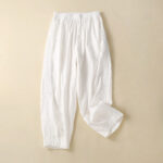 Buddha Stones Plain Lace Women's Harem Cotton Linen Pants With Pockets - White - US8-10，UK/AU12-14，EU40-42 (2XL) - image 21