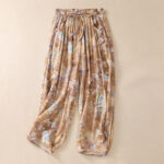 Buddha Stones Casual Flower Prints Design Women's Polyester 7-8 Length Pants With Pockets - PeachPuff - US12，UK/AU16，EU44 (2XL) - image 16