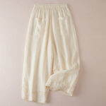 Buddha Stones Casual Lining Design Cotton Women's 7-8 Length Wide Leg Pants With Pockets - image 2