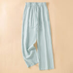 Buddha Stones Casual Straight Leg Design Cotton Women's 7-8 Length Wide Leg Pants With Pockets - PaleTurquoise - US12，UK/AU16，EU44 (2XL) - image 8