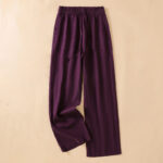 Buddha Stones Casual Straight Leg Design Cotton Women's 7-8 Length Wide Leg Pants With Pockets - Purple - US12，UK/AU16，EU44 (2XL) - image 15