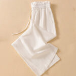Buddha Stones Casual Straight Leg Design Cotton Women's 7-8 Length Wide Leg Pants With Pockets - image 30