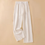 Buddha Stones Casual Straight Leg Design Cotton Women's 7-8 Length Wide Leg Pants With Pockets - FloralWhite - US12，UK/AU16，EU44 (2XL) - image 28